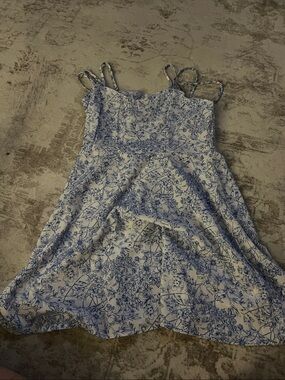 SHEIN Blue and White Floral Sundress